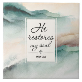 Psalm 23"4 He Restores My Soul Cross タイル