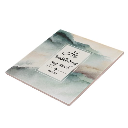 Psalm 23"4 He Restores My Soul Cross タイル (側面)