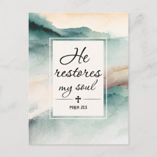 Psalm 23"4 He Restores My Soul Cross ポストカード