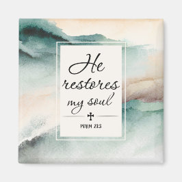 Psalm 23"4 He Restores My Soul Cross マグネット