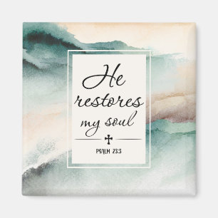 Psalm 23"4 He Restores My Soul Cross マグネット