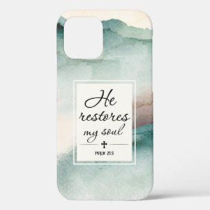 Psalm 23"4 He Restores My Soul Cross iPhone 12 Proケース