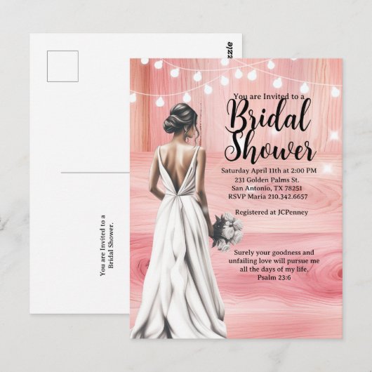 Psalm 23:6 Bridal Shower Invitation  ポストカード (正面/裏面)