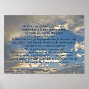 Psalm 23 Beatuil Bible Verse Christian ポスター