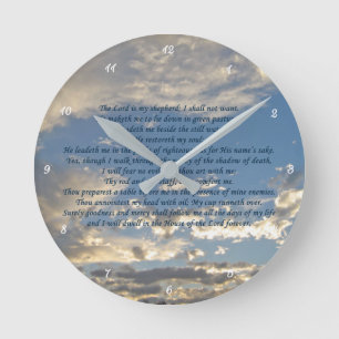 Psalm 23 Beatuil Bible Verse Christian ラウンド壁時計