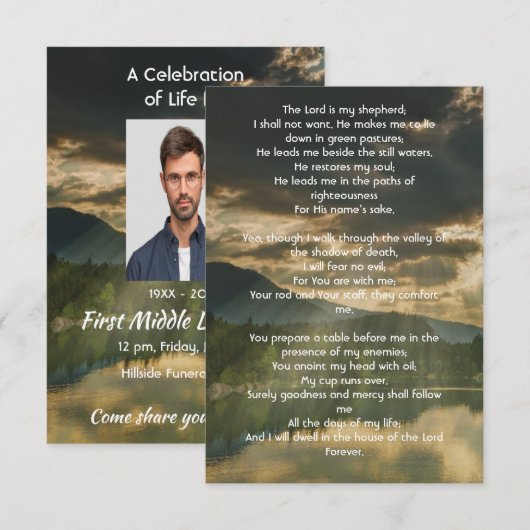 Psalm 23 Celebration of Life Service  招待状 (正面/裏面)