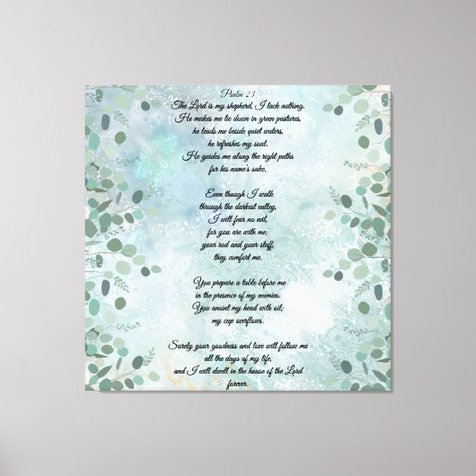 Psalm 23 Celestial Blue Abstract キャンバスプリント (正面)