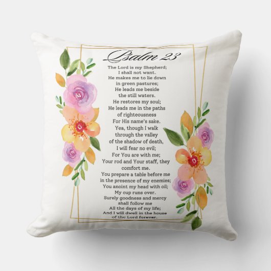 Psalm 23 Floral Geometric Frame クッション (正面)