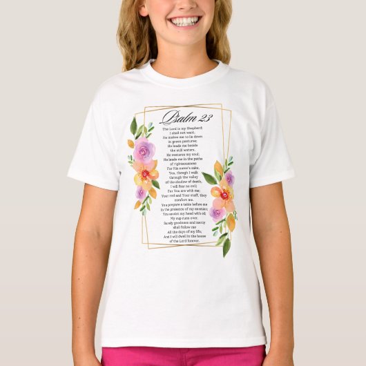 Psalm 23 Floral Geometric Frame Tシャツ (正面)