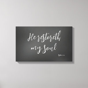 Psalm 23 He Restoreth my Soul Bible Verse キャンバスプリント