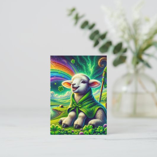 Psalm 23 KJVカード – Happy Lamb 名刺 (スタンド正面)