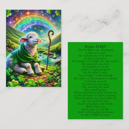 Psalm 23 KJVカード – Serene Lamb 名刺 (正面/裏面)