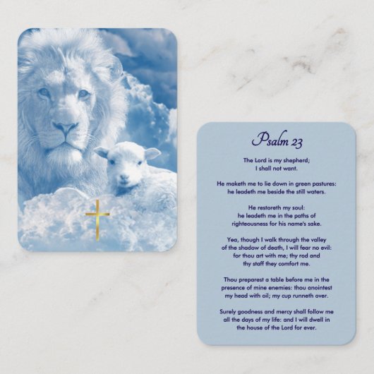 Psalm 23 Lion & Lamb Prayer Card プレイスカード (正面/裏面)