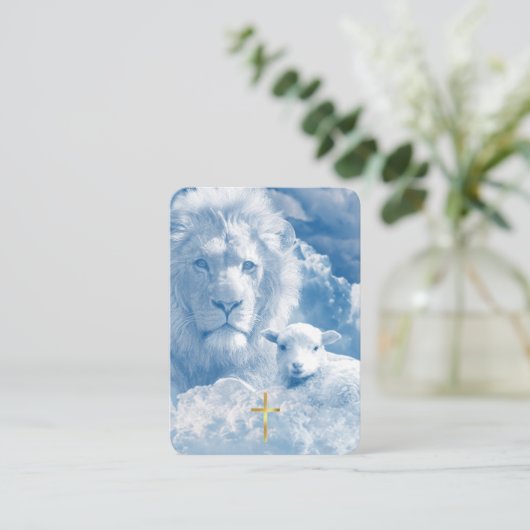 Psalm 23 Lion & Lamb Prayer Card プレイスカード (スタンド正面)