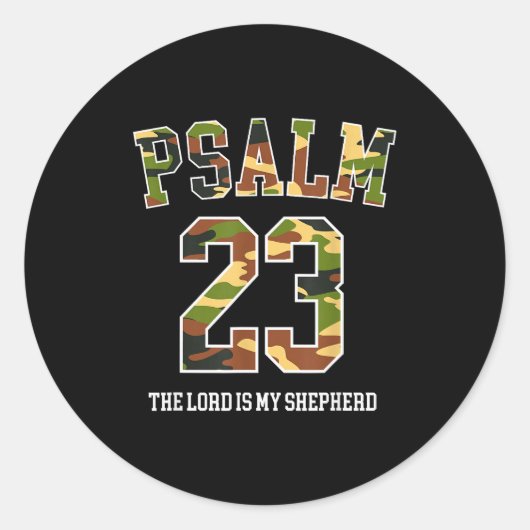 Psalm 23 The Lord Is My Shepherd Camouflage Christ ラウンドシール (正面)