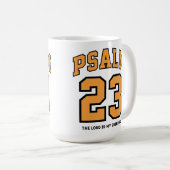 Psalm 23 Varsity Sports Gold Black Christian コーヒーマグカップ (正面右)