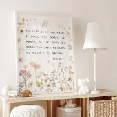 Psalm 23 Wildflowers Bible Verse Nursery ポスター