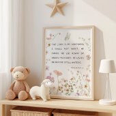 Psalm 23 Wildflowers Bible Verse Nursery ポスター