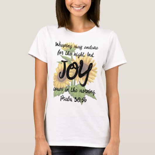 Psalm 30:5b Tシャツ – 朝の喜び (正面)