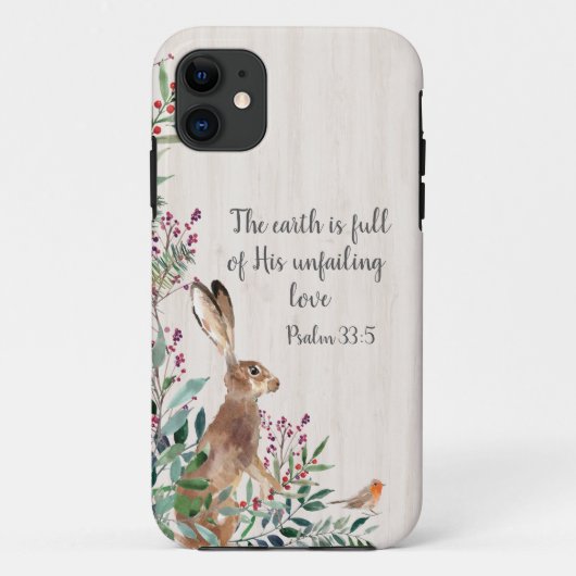 Psalm 33:5ウサギ、観葉キリスト教宗教 Case-Mate iPhoneケース (裏面)