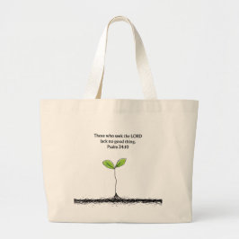 Psalm 34:10 Tote Bag Christian Encouragement Gift ラージトートバッグ