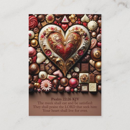 Psalm 34:8とPsalm 22:26 KJVカード – お菓子 名刺 (裏面)