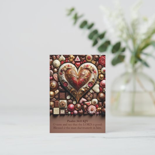 Psalm 34:8とPsalm 22:26 KJVカード – お菓子 名刺 (スタンド正面)