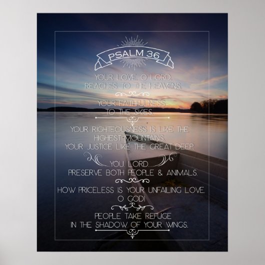 Psalm 36 Wall Art Poster 16 x 20", Inspirational ポスター (正面)