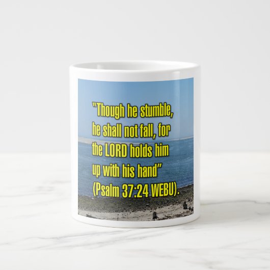 Psalm 37:24 WEBU Mug ジャンボコーヒーマグカップ (正面)
