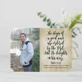 Psalm 37 Christian Bible Verse写真卒業 招待状 (スタンド正面)