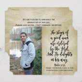 Psalm 37 Christian Bible Verse写真卒業 招待状 (正面/裏面)