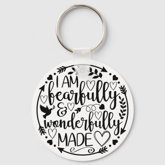 Psalm 39 Wonderfully Made Christian Scripture キーホルダー (正面)