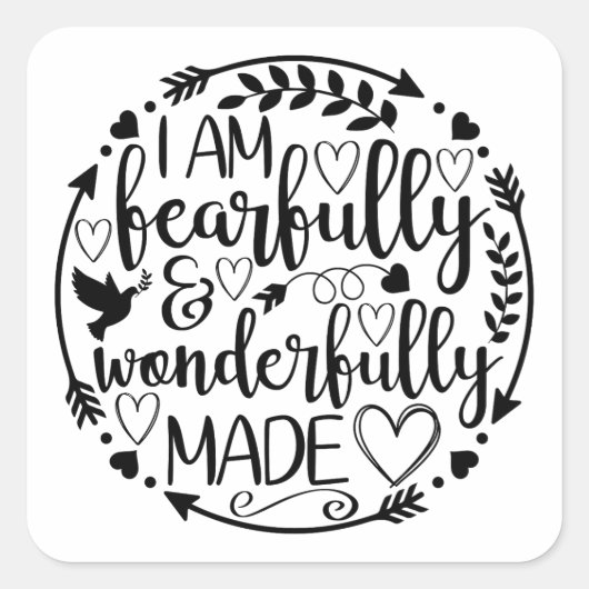 Psalm 39 Wonderfully Made Christian Scripture スクエアシール (正面)