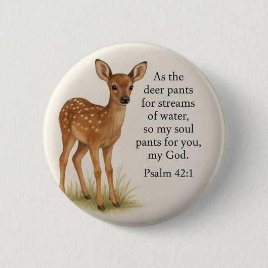 “Psalm 42:1 – Deer” Custom Button 缶バッジ (正面)