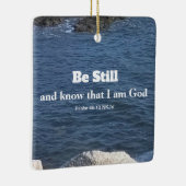 Psalm 46:10まだクリスチャンブルーの海の写真になる セラミックオーナメント (右)