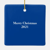 Psalm 46:10まだクリスチャンブルーの海の写真になる セラミックオーナメント (裏面)