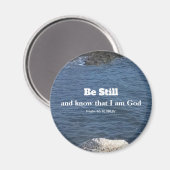 Psalm 46:10まだクリスチャンブルーの海の写真になる マグネット (正面/裏面)