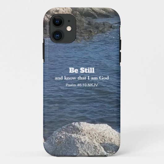 Psalm 46:10まだクリスチャンブルーの海の写真になる Case-Mate iPhoneケース (裏面)