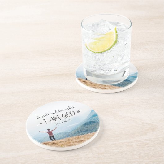 Psalm 46:10静かに、私が聖書の神であることを知る コースター (側面)