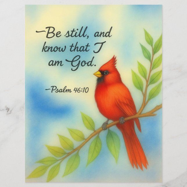 Psalm 46:10 Be Still Red Cardinal Scripture Nature (正面)