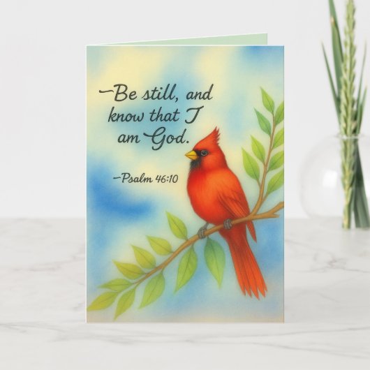 Psalm 46:10 Be Still Red Cardinal Scripture Nature カード (正面)