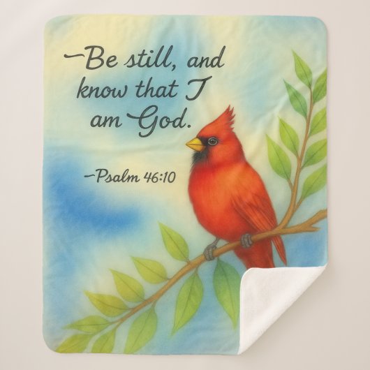 Psalm 46:10 Be Still Red Cardinal Scripture Nature シェルパブランケット (正面)