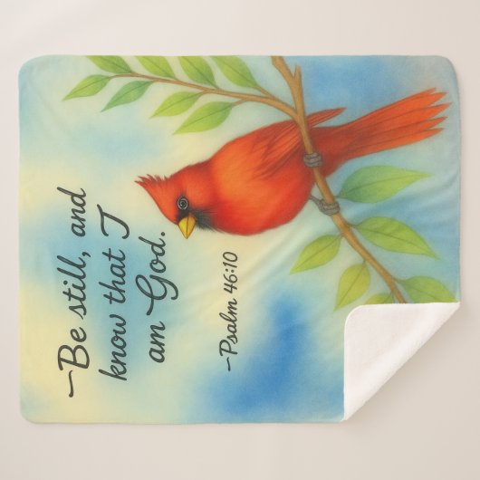 Psalm 46:10 Be Still Red Cardinal Scripture Nature シェルパブランケット (正面(横))