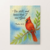 Psalm 46:10 Be Still Red Cardinal Scripture Nature ジグソーパズル (縦)