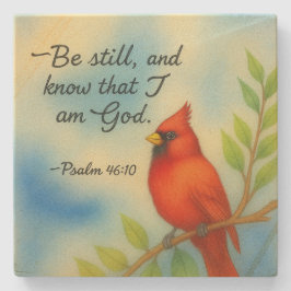 Psalm 46:10 Be Still Red Cardinal Scripture Nature ストーンコースター