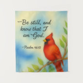 Psalm 46:10 Be Still Red Cardinal Scripture Nature タペストリー (正面)