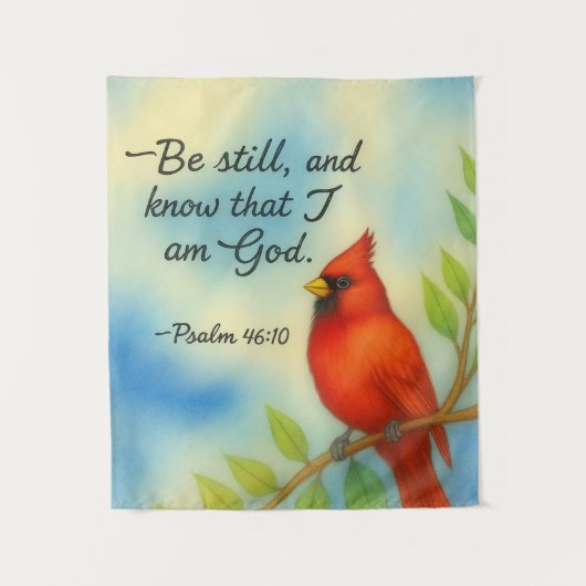 Psalm 46:10 Be Still Red Cardinal Scripture Nature タペストリー (正面)