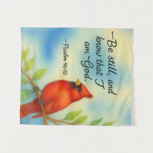 Psalm 46:10 Be Still Red Cardinal Scripture Nature タペストリー (正面(横))