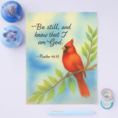 Psalm 46:10 Be Still Red Cardinal Scripture Nature チラシ (シングル)