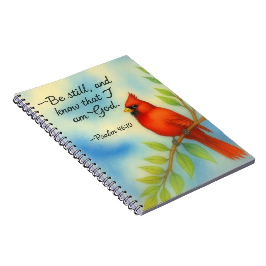 Psalm 46:10 Be Still Red Cardinal Scripture Nature ノートブック (右側)